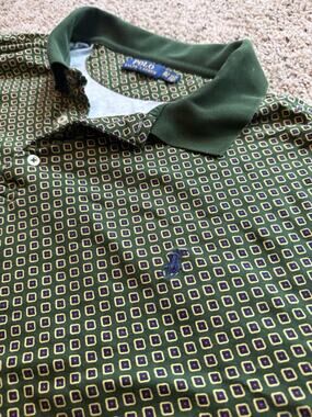 Polo Ralph Lauren Mens Polo Classic Fit Green Geometric Diamond Print Size 3XL